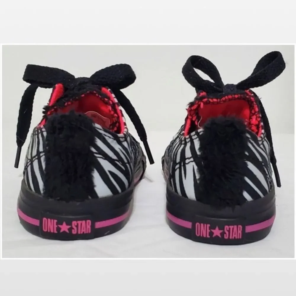 Converse One Star Suave Zebra Print Infant Toddle Girl Size 7 Shoes